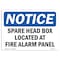 Signmission OSHA Notice, 5" Height, Spare Head Box Located At Fire Alarm Panel Sign, 7" X 5", Landscape OS-NS-D-57-L-18377 - alternate 1